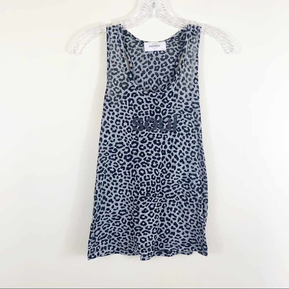 Soulcycle Gray Cheetah Print Burnout Tank Top